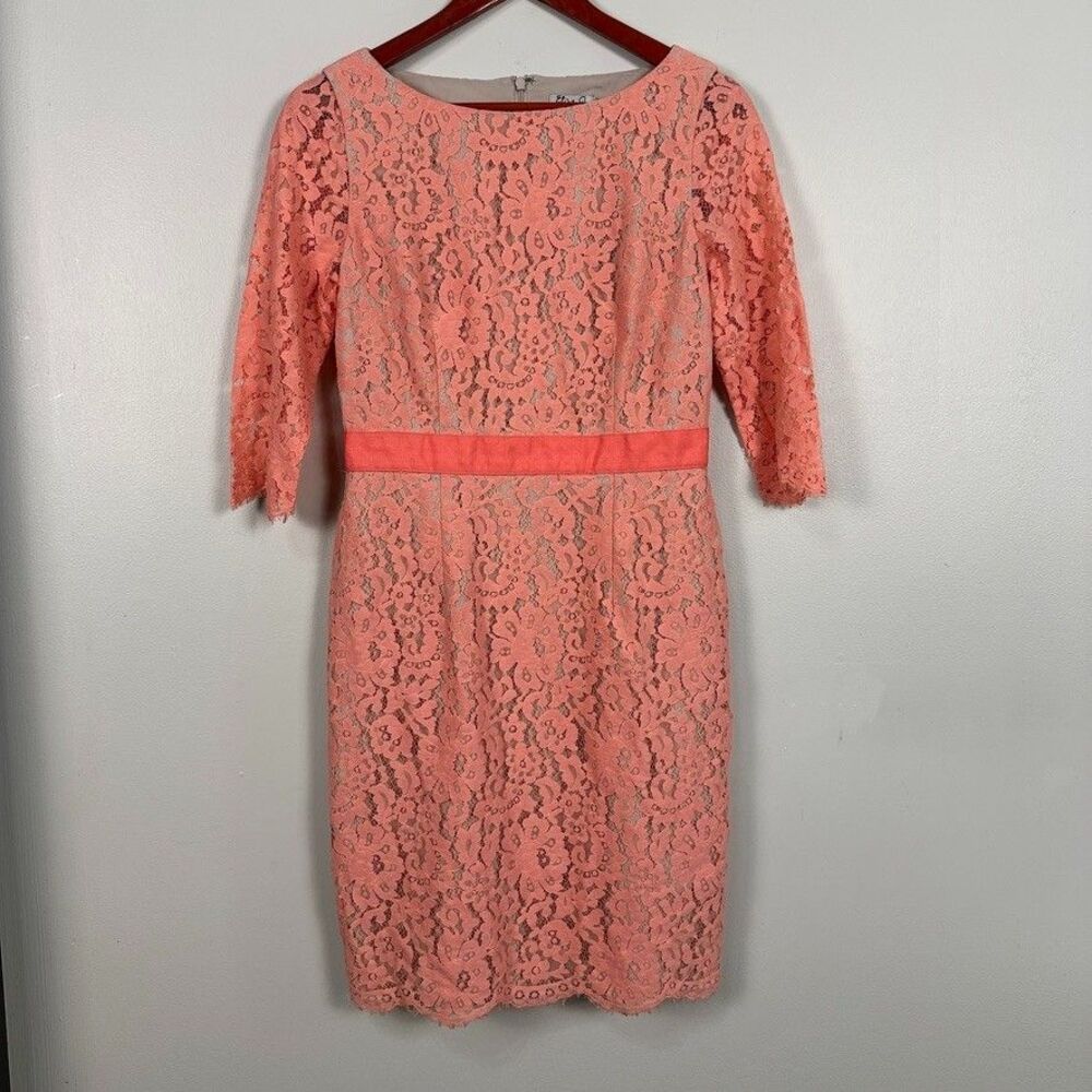 Eliza J Peach Lace Midi Dress